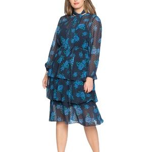 Eloquii Draper James Swiss Dot Tiered Floral Dress